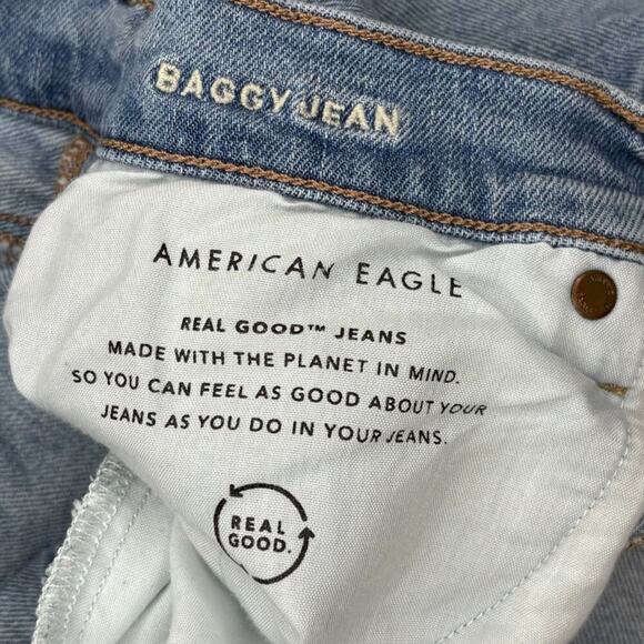 AE American Eagle Baggy Jeans Wide Leg Distressed Thrashed Grunge Womens Sz 8R - Picture 9 of 9